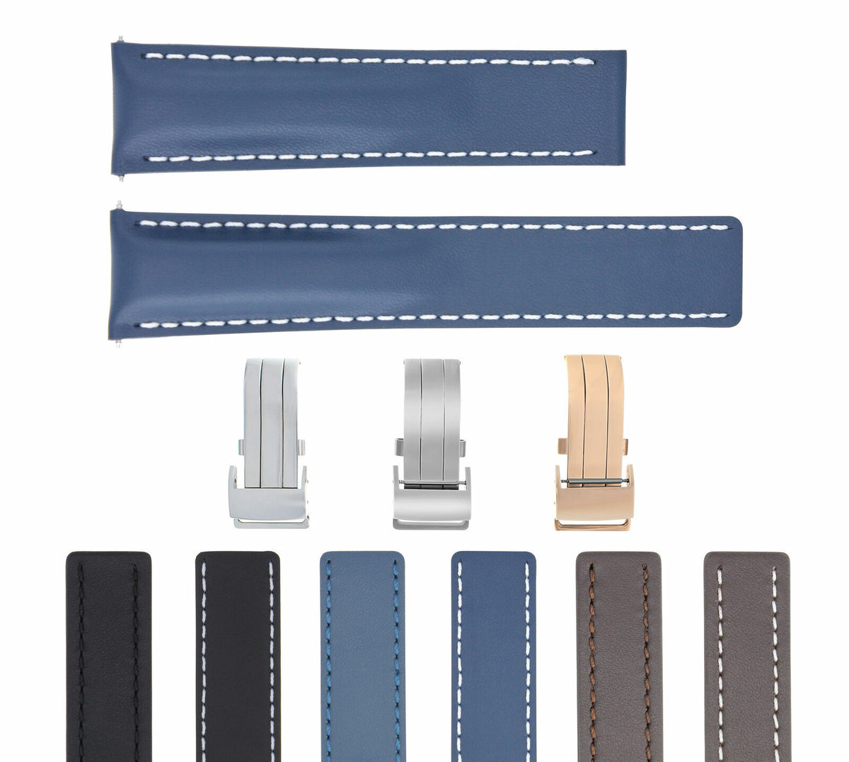 22-24MM Leather Watch Strap Smooth for Breitling Navitimer Bentley Waterproof