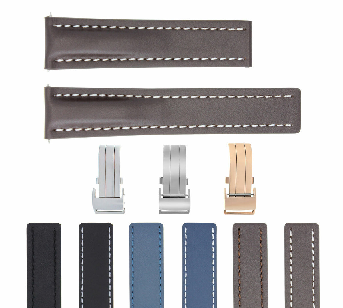 22-24MM Leather Watch Strap Smooth for Breitling Navitimer Bentley Waterproof