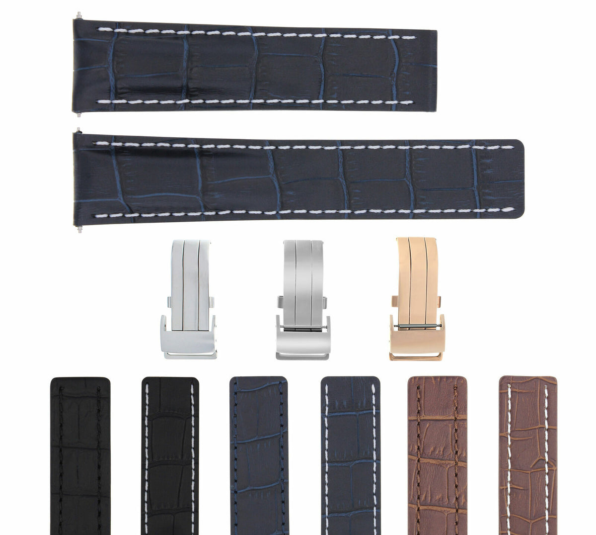 22-24MM Leather Strap Band for Breitling Navitimer Pilot Superocean Bentley Colt