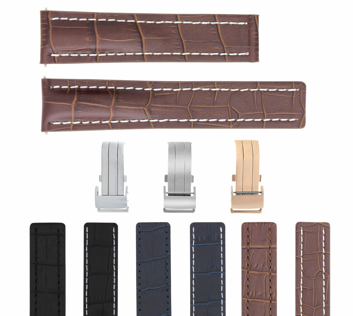22-24MM Leather Strap Band for Breitling Navitimer Pilot Superocean Bentley Colt