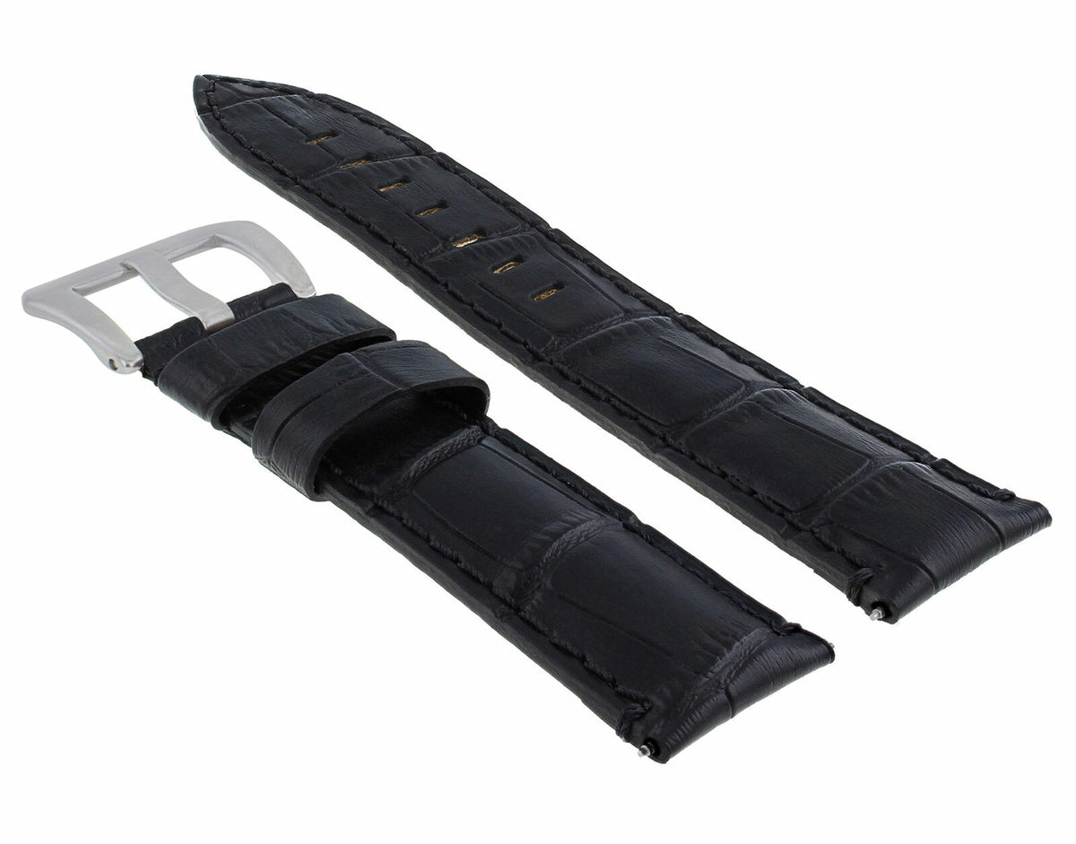 22MM 24MM REPLACEMENT LEATHER WATCH BAND STRAP FOR MONTBLANC TIMEWALKER CHRONO, Black, view 4