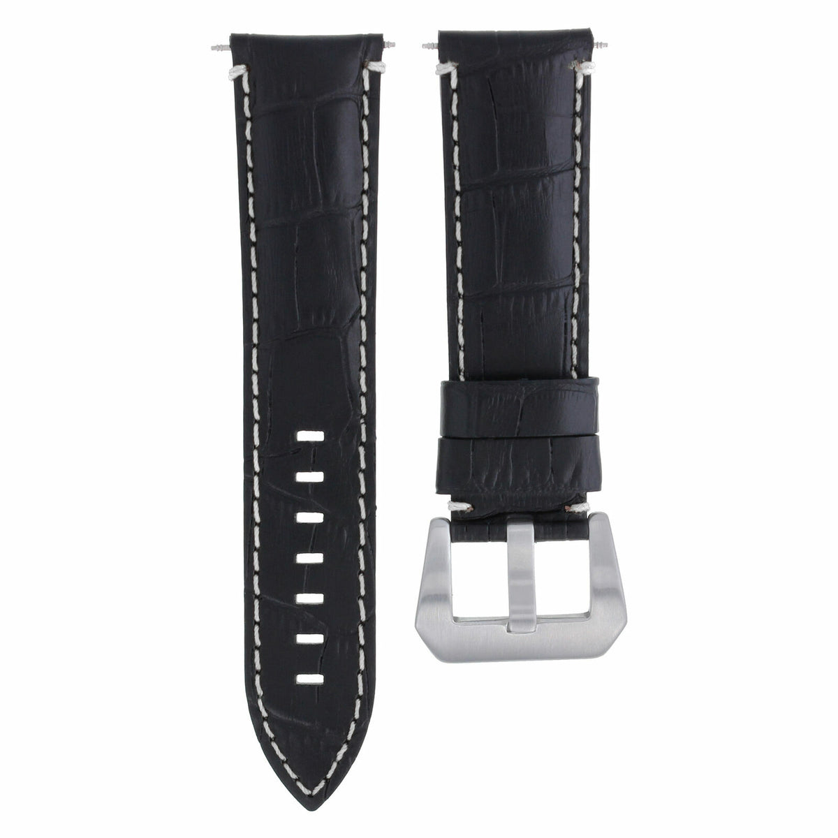 22-24MM LEATHER WATCH BAND STRAP FOR 40-44MM PANERAI MARINA RADIOMIR GMT WATCH - Beige with Red Stitching, Black with White Stitching, view 2