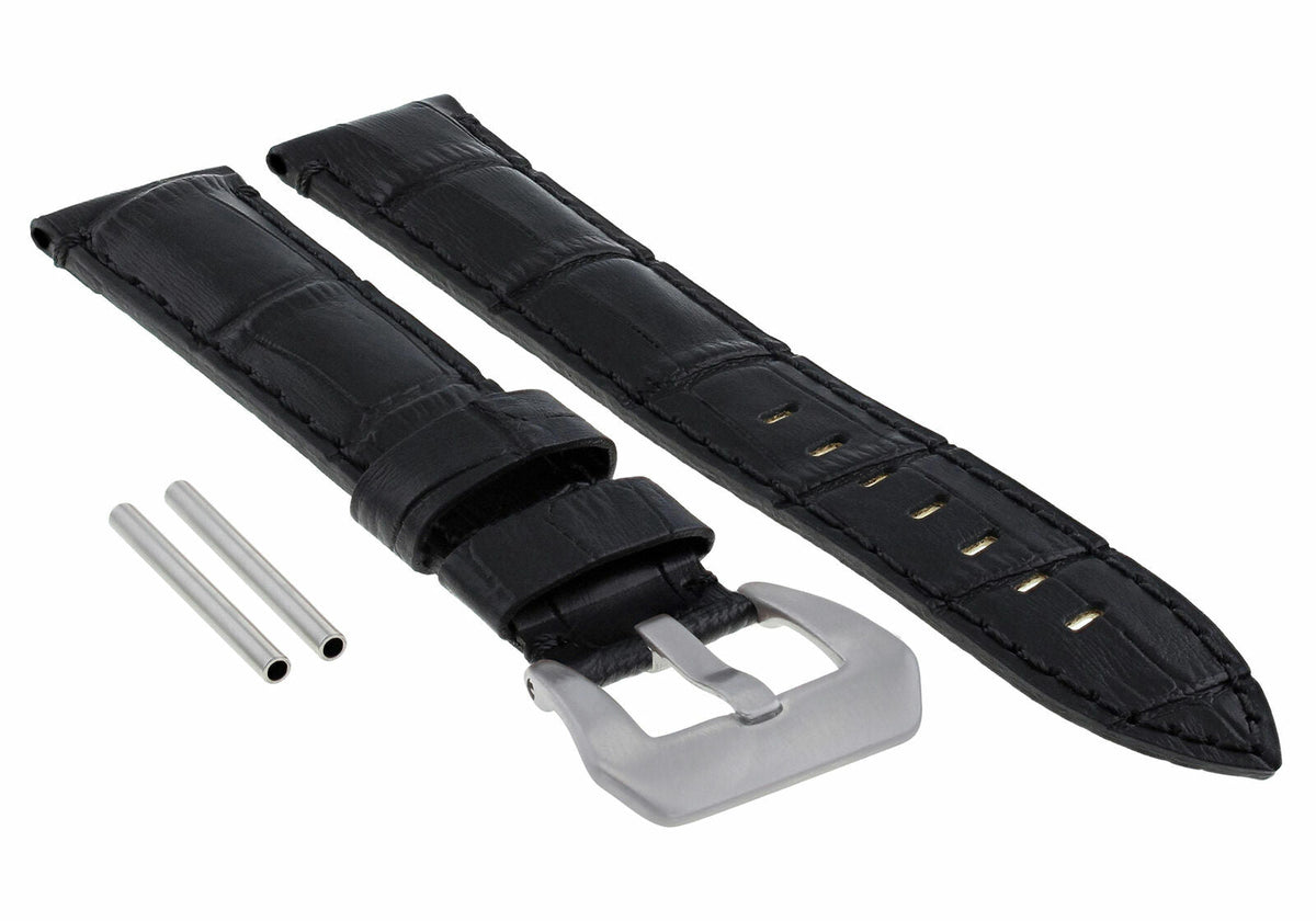 22-24MM LEATHER WATCH BAND STRAP FOR 40-44MM PANERAI MARINA RADIOMIR GMT WATCH - Beige with Red Stitching