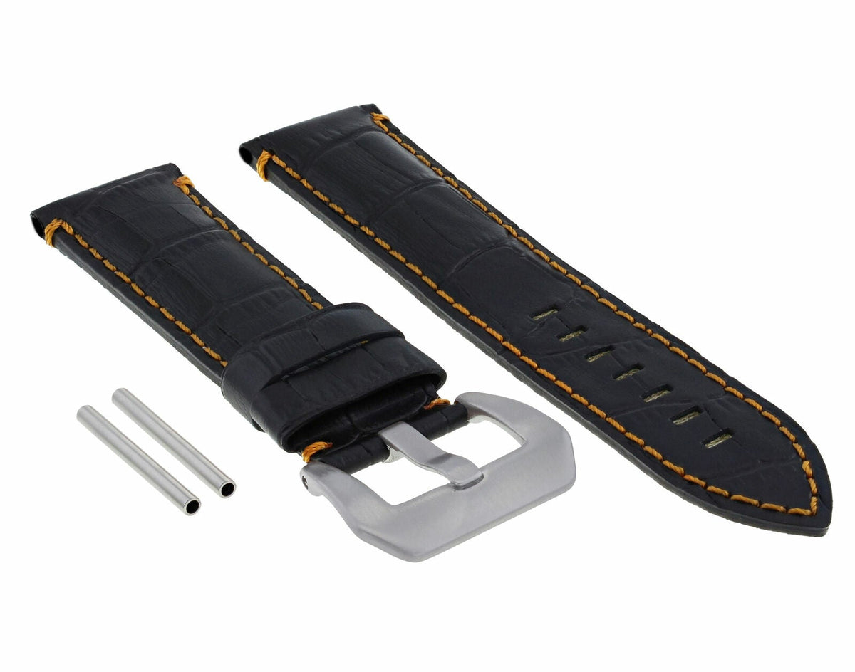 22-24MM LEATHER WATCH BAND STRAP FOR 40-44MM PANERAI MARINA RADIOMIR GMT WATCH - Beige with Red Stitching