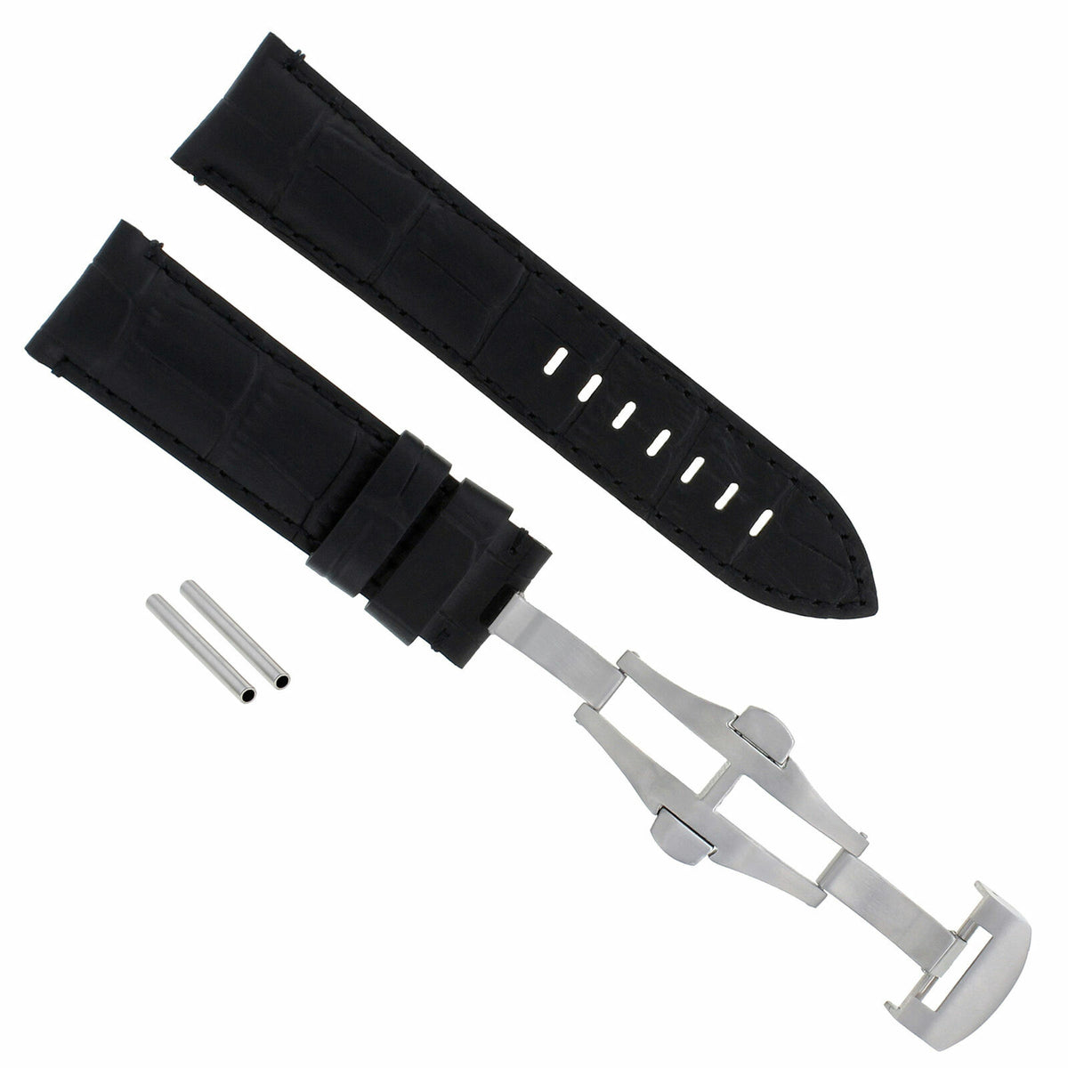 22-24MM LEATHER WATCH BAND STRAP FOR PANERAI MARINA LUMINOR GMT WATCH + CLASP - 22mm, Black, view 3