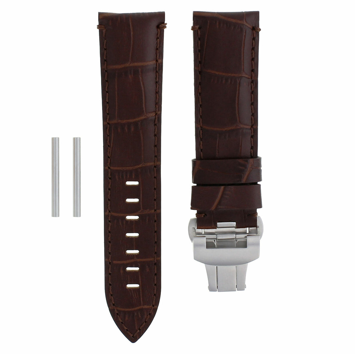22-24MM LEATHER WATCH BAND STRAP FOR PANERAI MARINA LUMINOR GMT WATCH + CLASP - 22mm, Brown, view 2