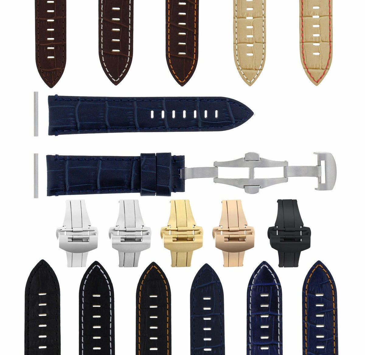 22-24MM LEATHER WATCH BAND STRAP FOR PANERAI MARINA LUMINOR GMT WATCH + CLASP - 22mm
