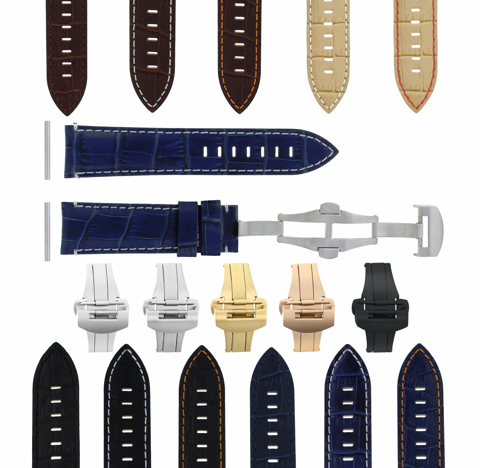 22-24MM LEATHER WATCH BAND STRAP FOR PANERAI MARINA LUMINOR GMT WATCH + CLASP - 22mm