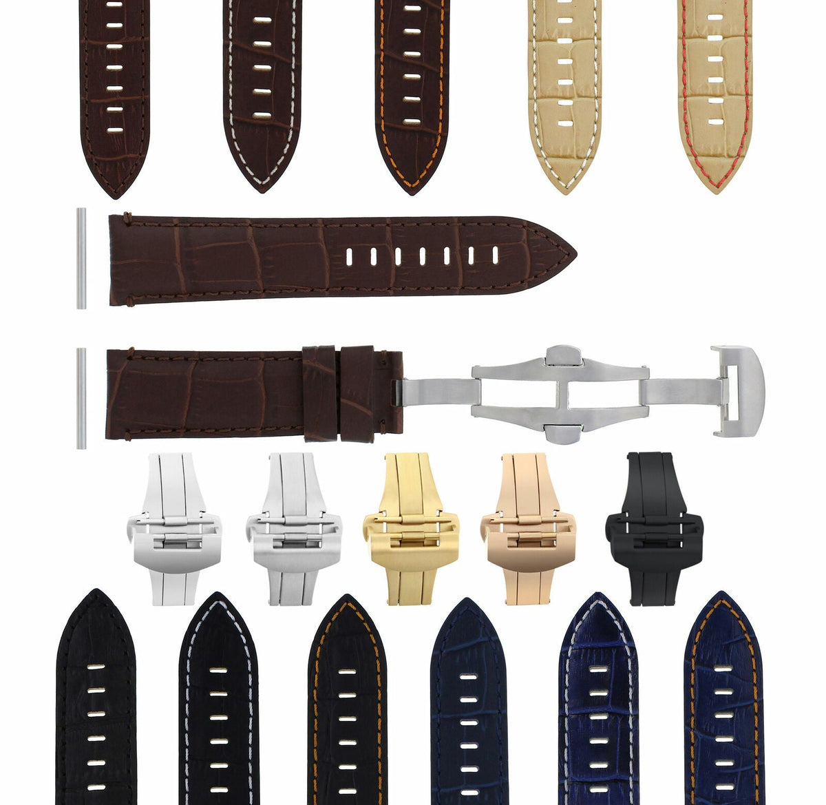 22-24MM LEATHER WATCH BAND STRAP FOR PANERAI MARINA LUMINOR GMT WATCH + CLASP - 22mm