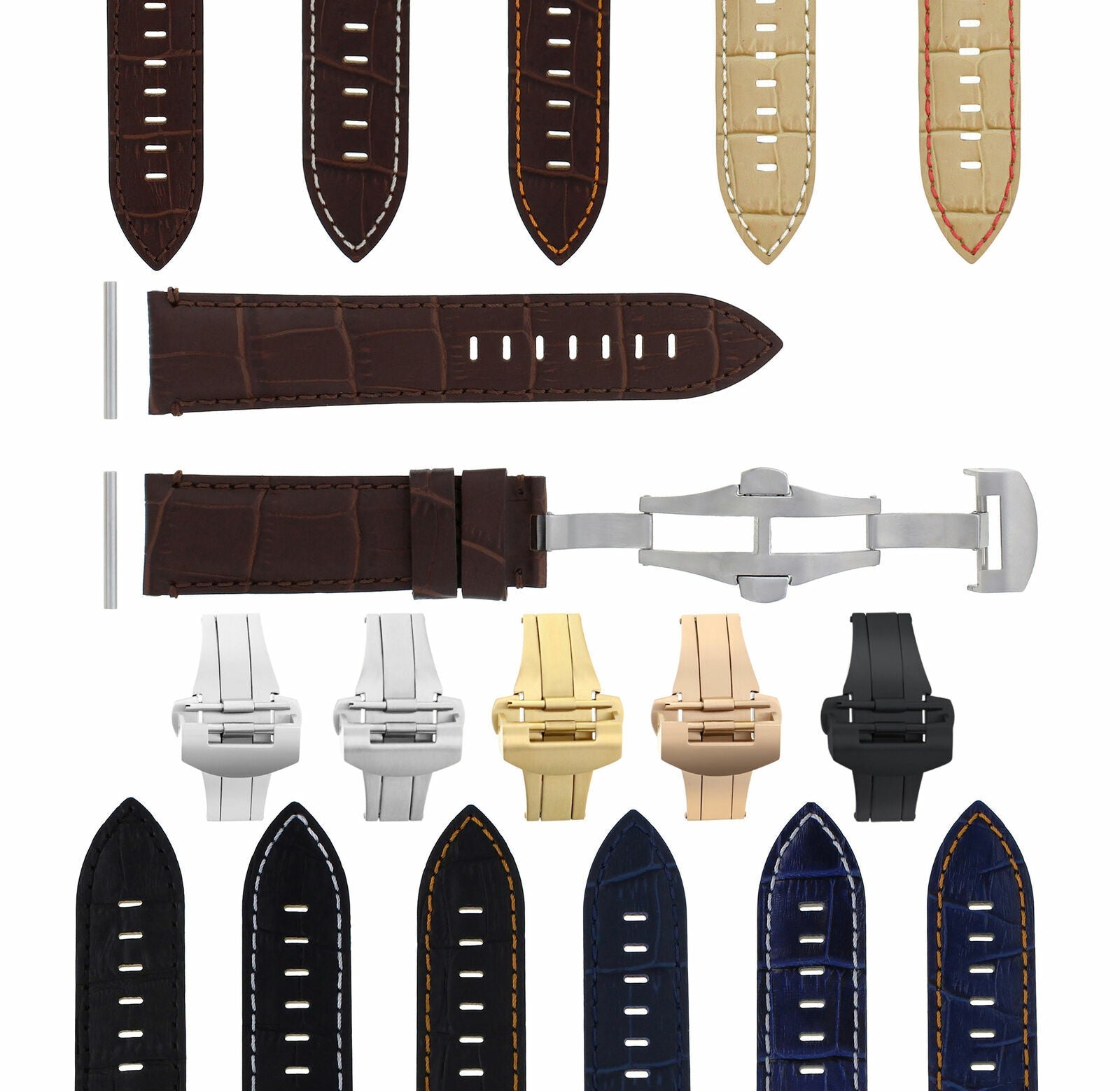 22-24MM LEATHER WATCH BAND STRAP FOR PANERAI MARINA LUMINOR GMT WATCH + CLASP - 22mm