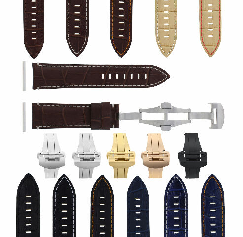 22-24MM LEATHER WATCH BAND STRAP FOR PANERAI MARINA LUMINOR GMT WATCH + CLASP