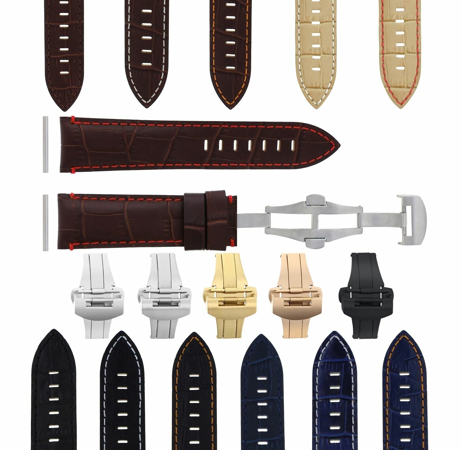 22-24MM LEATHER WATCH BAND STRAP FOR PANERAI MARINA LUMINOR GMT WATCH + CLASP - 22mm