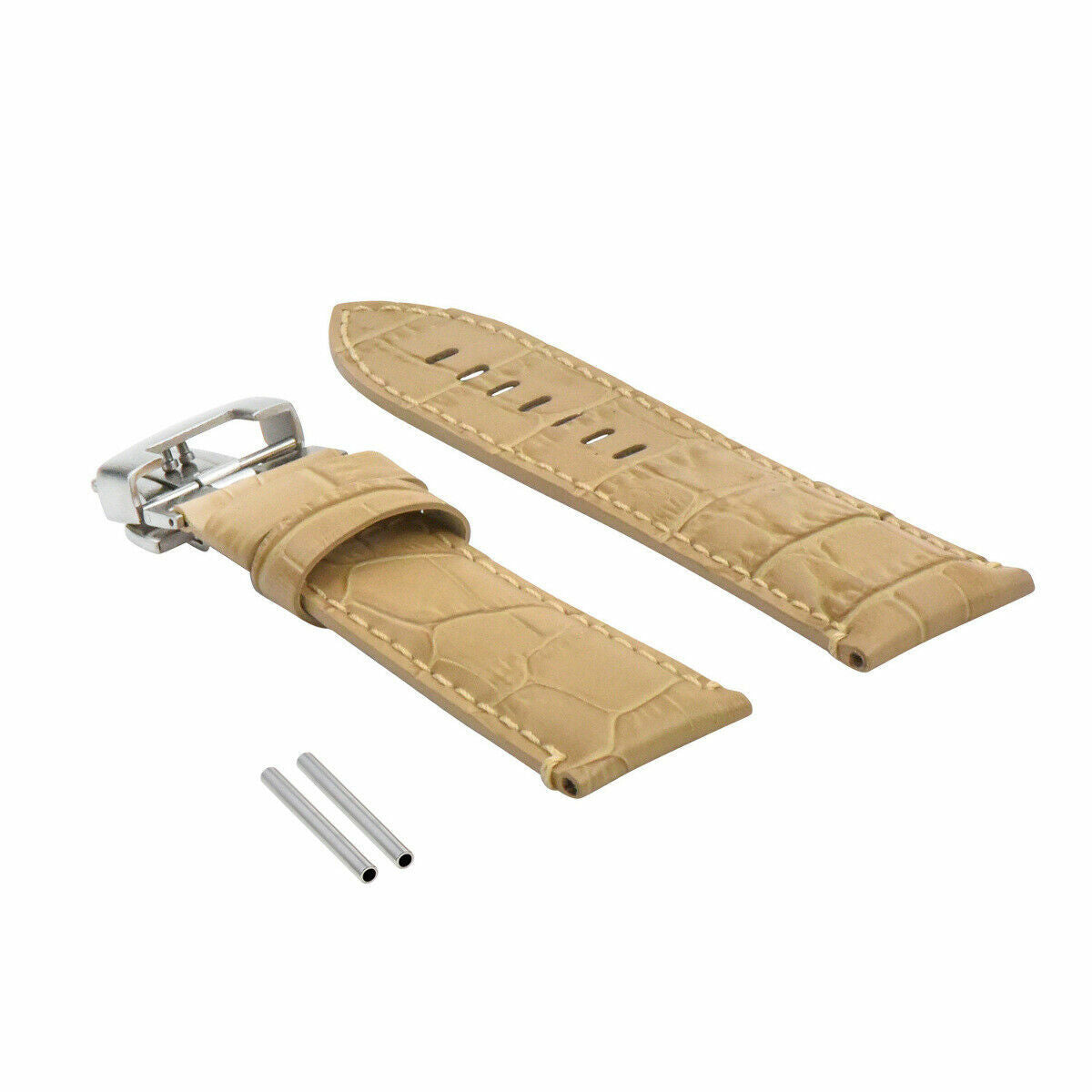 22-24MM LEATHER WATCH BAND STRAP FOR PANERAI MARINA LUMINOR GMT WATCH + CLASP - 22mm, Beige, view 3