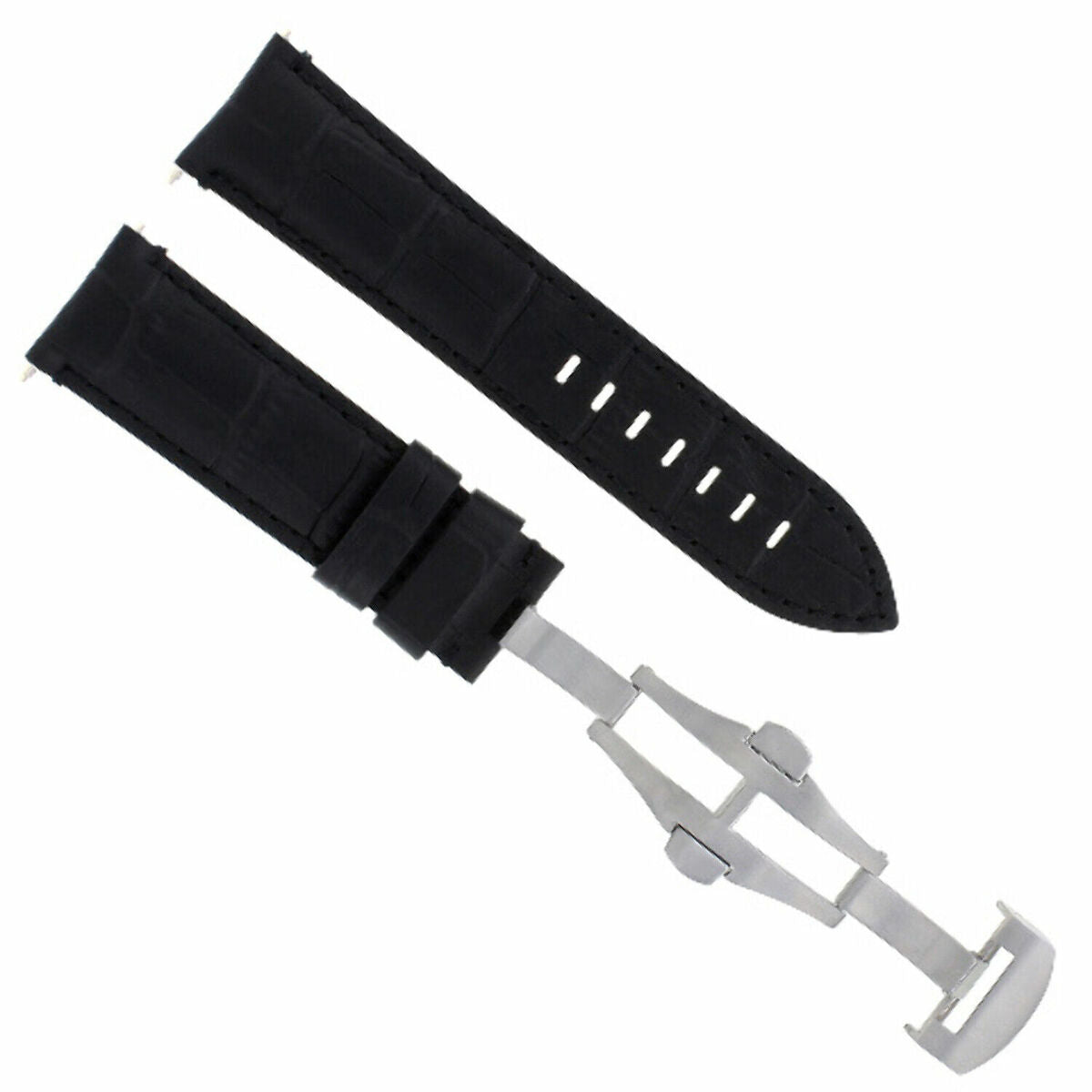 22-24MM LEATHER WATCH BAND STRAP FOR BREITLING NAVITIMER, BENTLEY PILOT WATCH, Black, view 3
