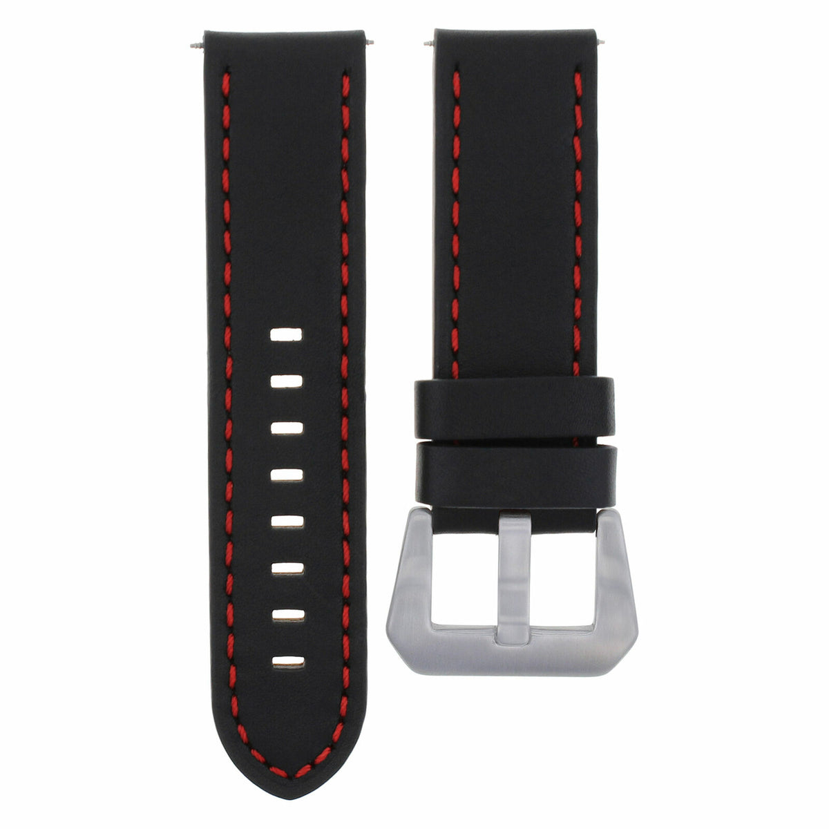 22-24MM LEATHER WATCH BAND STRAP FOR 40- 44MM PANERAI GMT 88 562 441 90 104 560, Black with Red Stitching, view 2