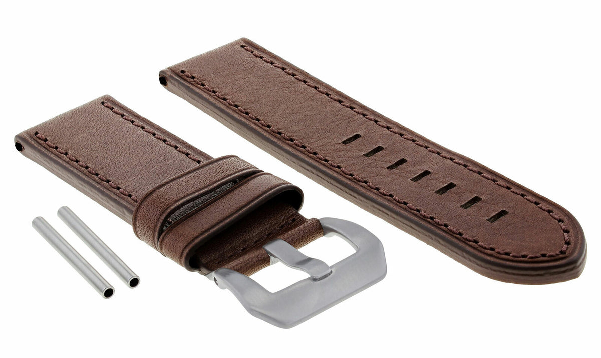 22-24MM LEATHER WATCH BAND STRAP FOR 40- 44MM PANERAI GMT 88 562 441 90 104 560, Tan, front view