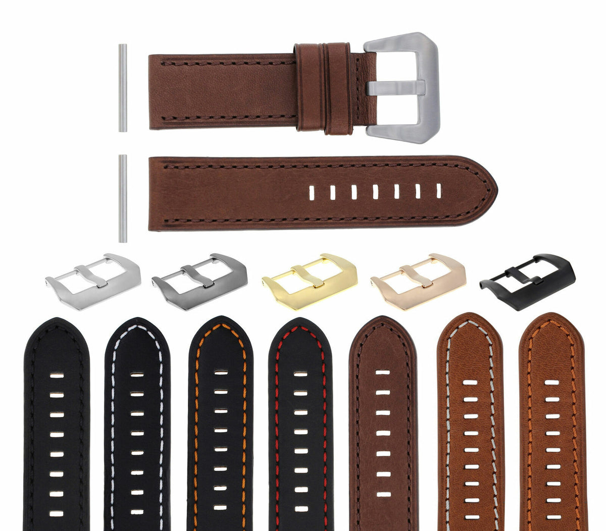 22-24MM LEATHER WATCH BAND STRAP FOR 40- 44MM PANERAI GMT 88 562 441 90 104 560, Tan