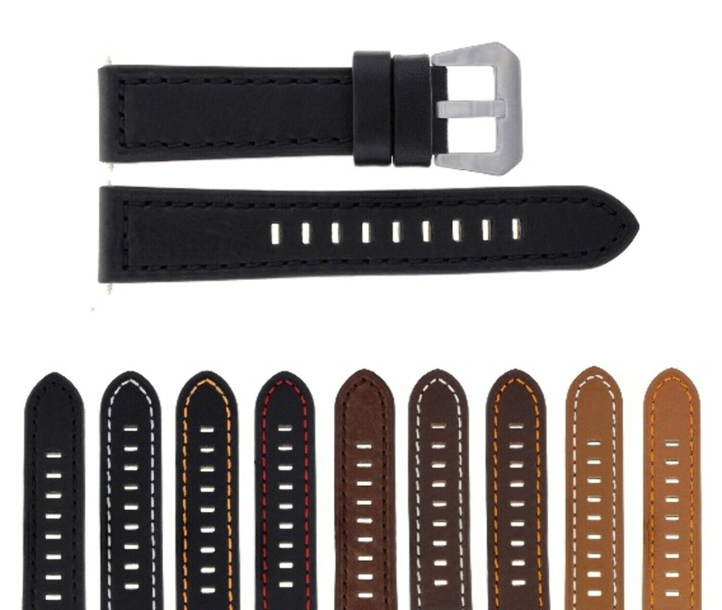 20-22-24MM LEATHER WATCH BAND STRAP FOR ZENITH PILOT AERONEV TYPE 20 WATCH
