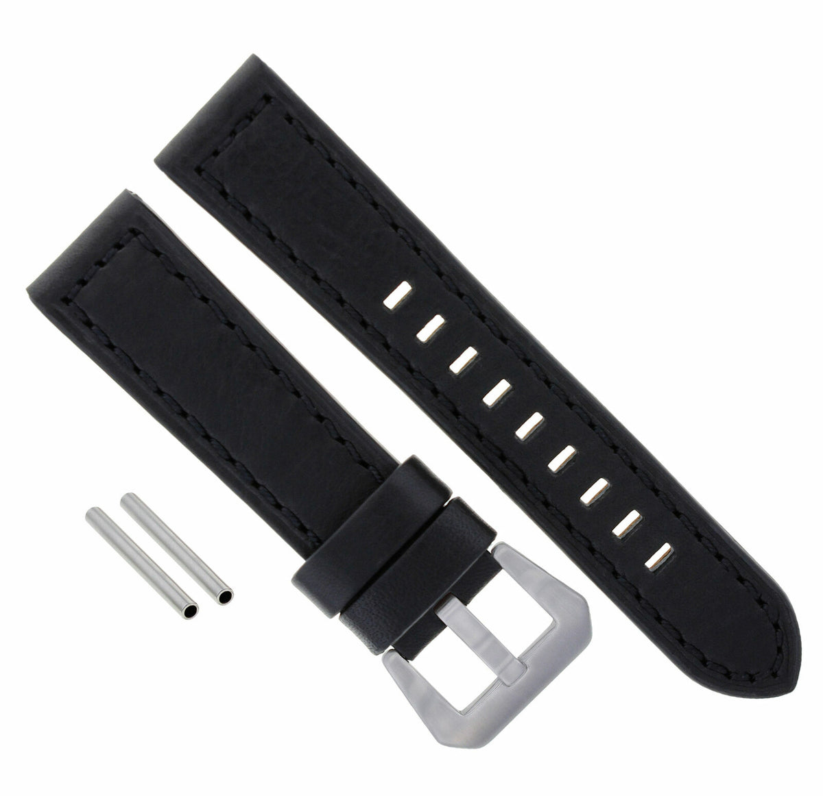 22 -24MM LEATHER WATCH BAND STRAP FOR PAM PANERAI MARINA LUMINOR WATCH LONG, Black, view 3