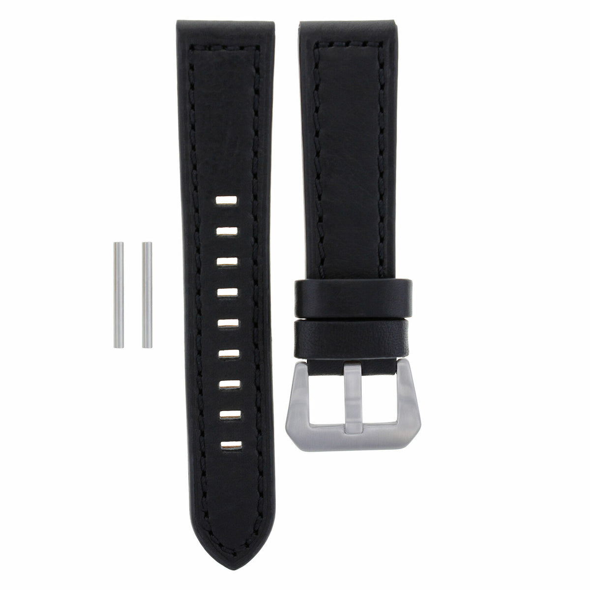 22 -24MM LEATHER WATCH BAND STRAP FOR PAM PANERAI MARINA LUMINOR WATCH LONG, Black, view 2