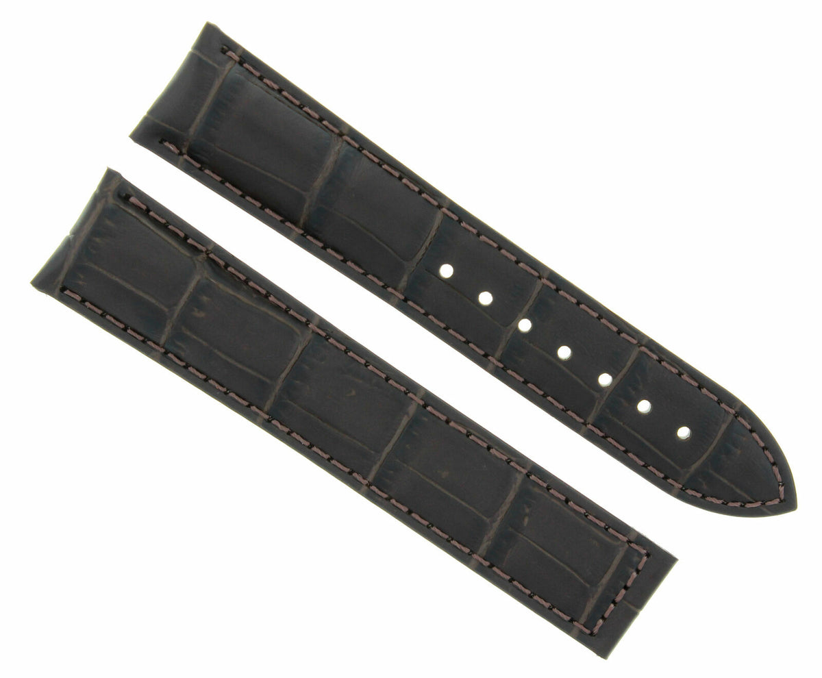 18MM-24MM GENUINE LEATHER WATCH BAND STRAP WITH CLASP FOR OMEGA SEAMASTER PLANET, Dark Brown, underside view