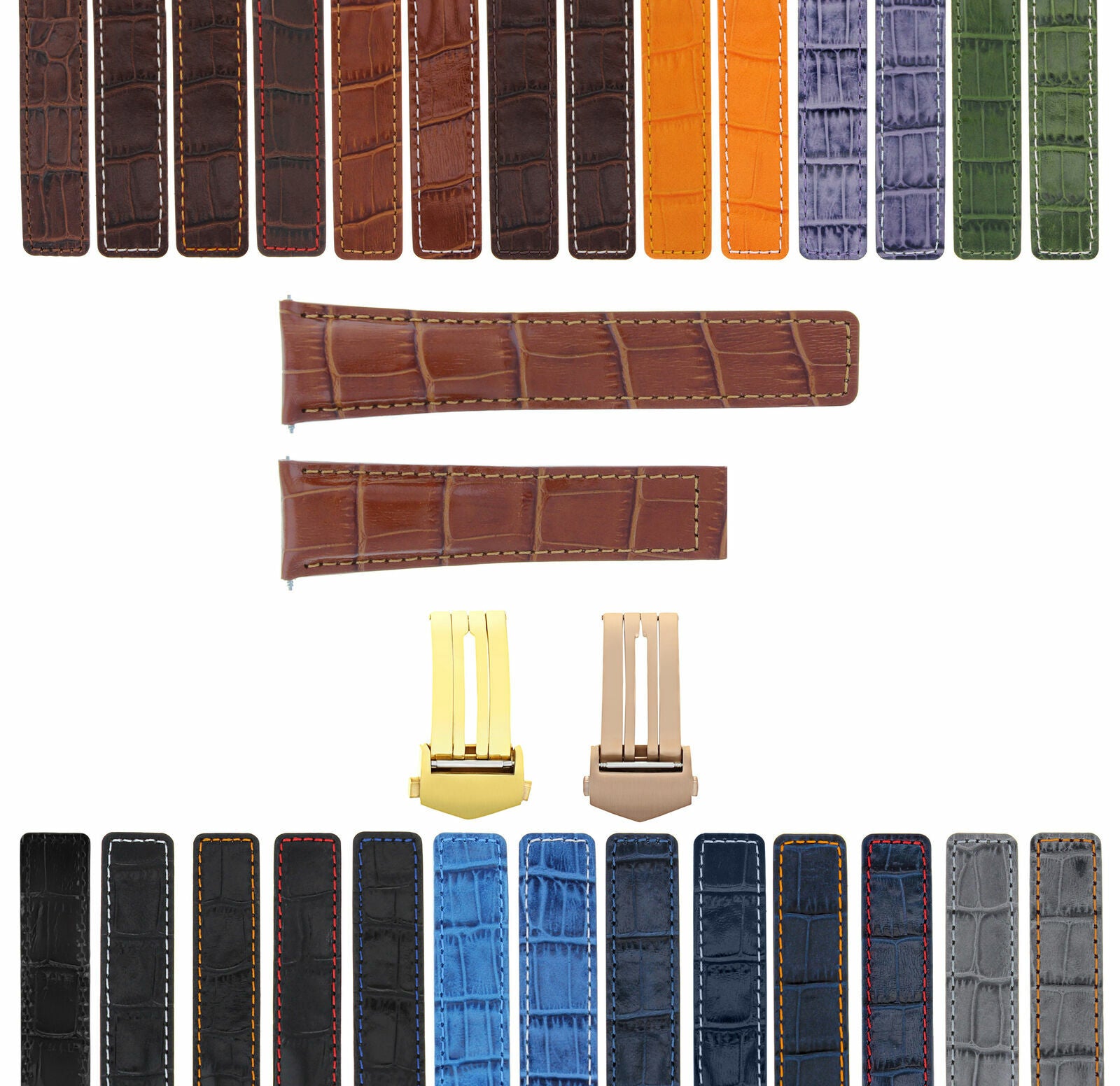 LEATHER WATCH BAND STRAP CLASP FOR TAG HEUER CARRERA GOLD ROSE - 20MM