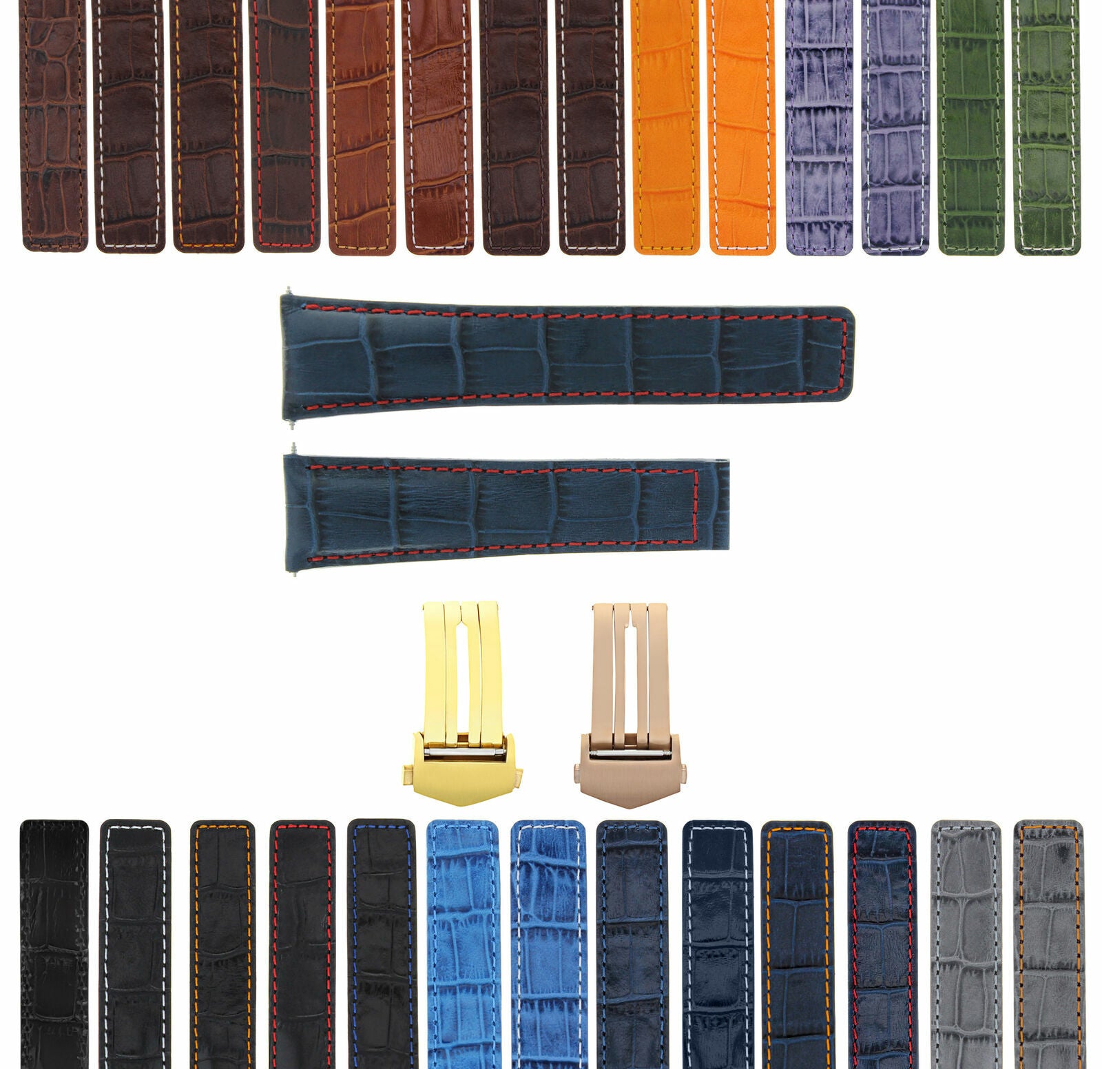 LEATHER WATCH BAND STRAP CLASP FOR TAG HEUER CARRERA GOLD ROSE - 22MM