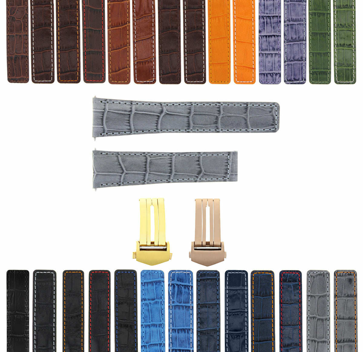 18-19-20-21-22MM LEATHER WATCH BAND STRAP CLASP FOR TAG HEUER CARRERA GOLD ROSE, Grey