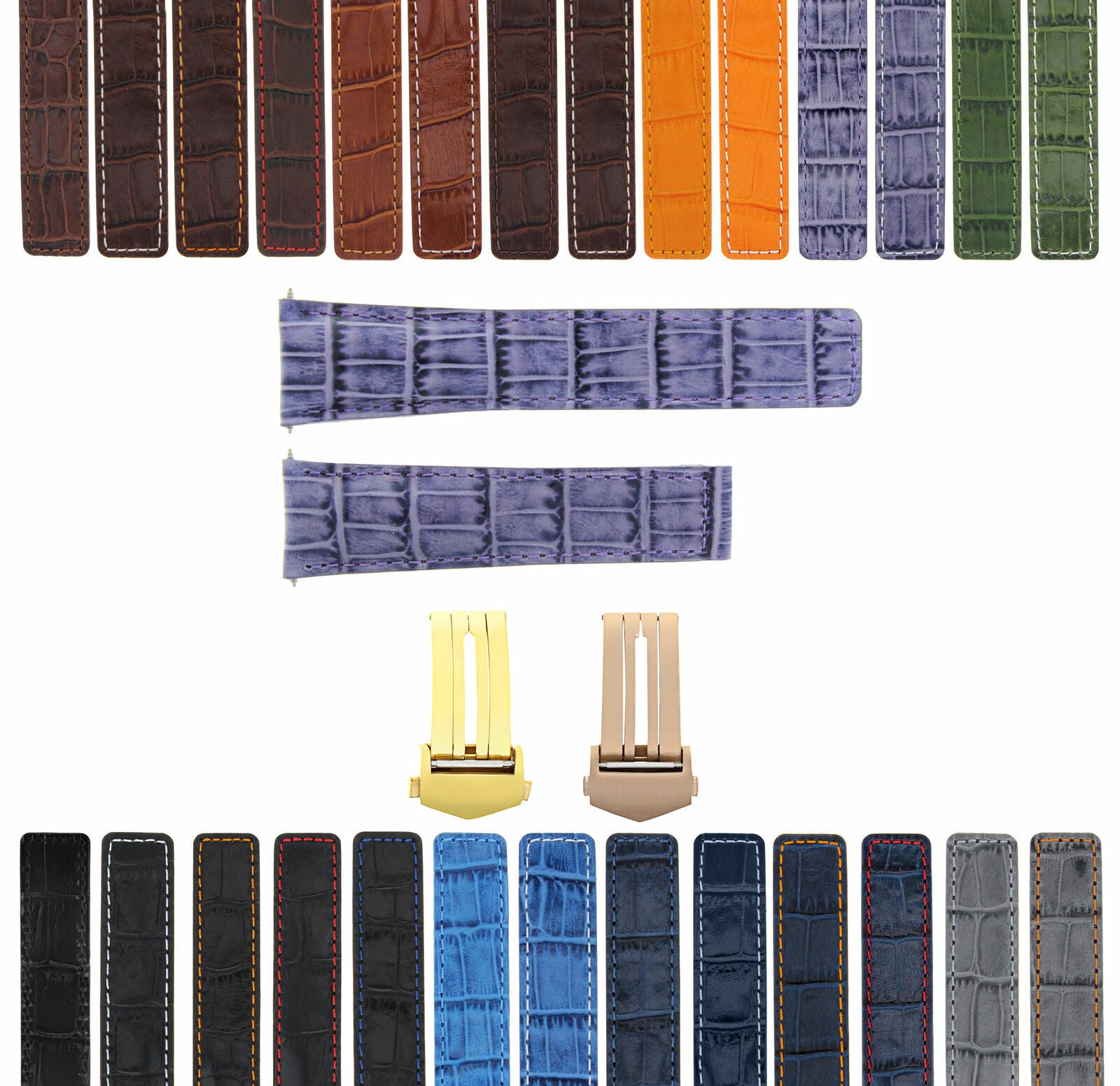 LEATHER WATCH BAND STRAP CLASP FOR TAG HEUER CARRERA GOLD ROSE - 22MM