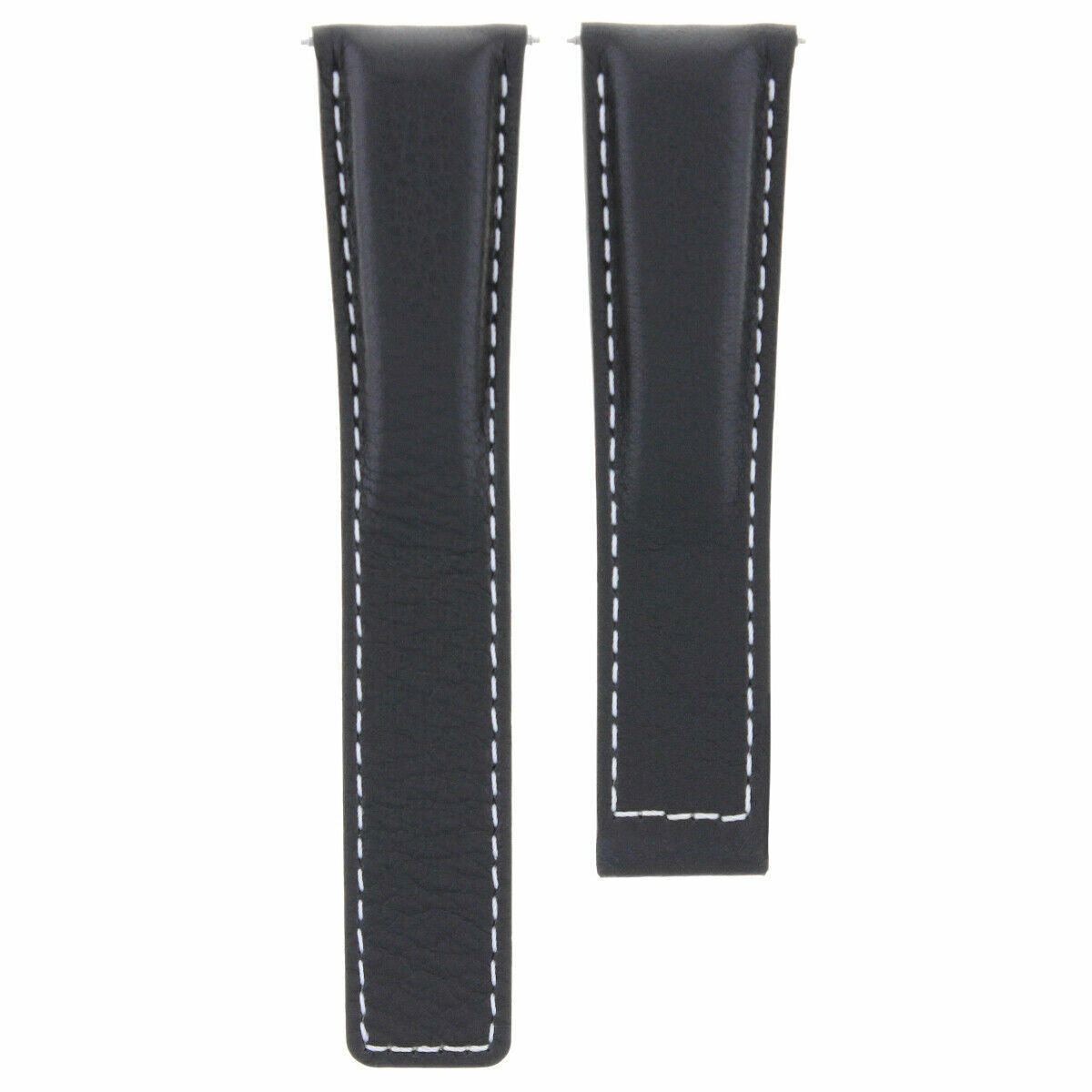 19MM 20MM 22MM LEATHER WATCH BAND STRAP WITH CLASP FOR TAG HEUER CARRERA MONACO, Black with White Stitching, view 2