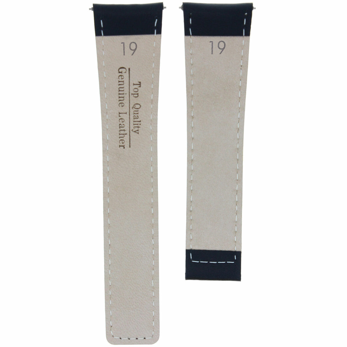 19MM 20MM 22MM LEATHER WATCH BAND STRAP WITH CLASP FOR TAG HEUER CARRERA MONACO, Black with Blue Stitching, underside view