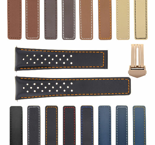 19-20-22MM LEATHER WATCH BAND FOR TAG HEUER CARRERA CALIBRE PERFORAT + CLASP