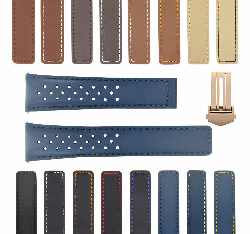 19-20-22MM LEATHER WATCH BAND FOR TAG HEUER CARRERA CALIBRE PERFORAT + CLASP