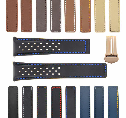 19-20-22MM LEATHER WATCH BAND FOR TAG HEUER CARRERA CALIBRE PERFORAT + CLASP