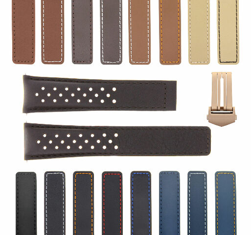 19-20-22MM LEATHER WATCH BAND FOR TAG HEUER CARRERA CALIBRE PERFORAT + CLASP