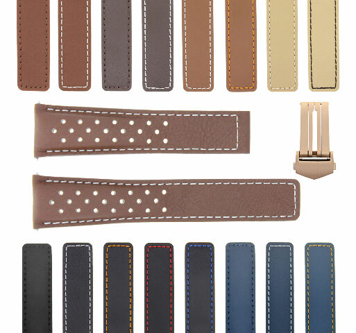 19-20-22MM LEATHER WATCH BAND FOR TAG HEUER CARRERA CALIBRE PERFORAT + CLASP