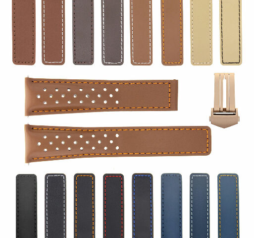 19-20-22MM LEATHER WATCH BAND FOR TAG HEUER CARRERA CALIBRE PERFORAT + CLASP