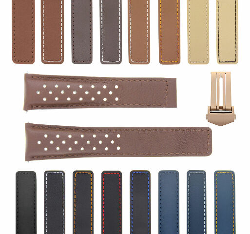 19-20-22MM LEATHER WATCH BAND FOR TAG HEUER CARRERA CALIBRE PERFORAT + CLASP
