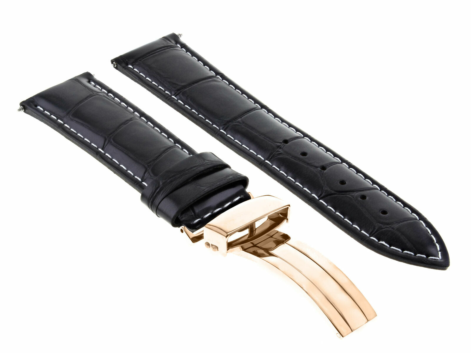 LEATHER WATCH BAND STRAP FOR CITIZEN CLASP ROSE BLACK - 18MM