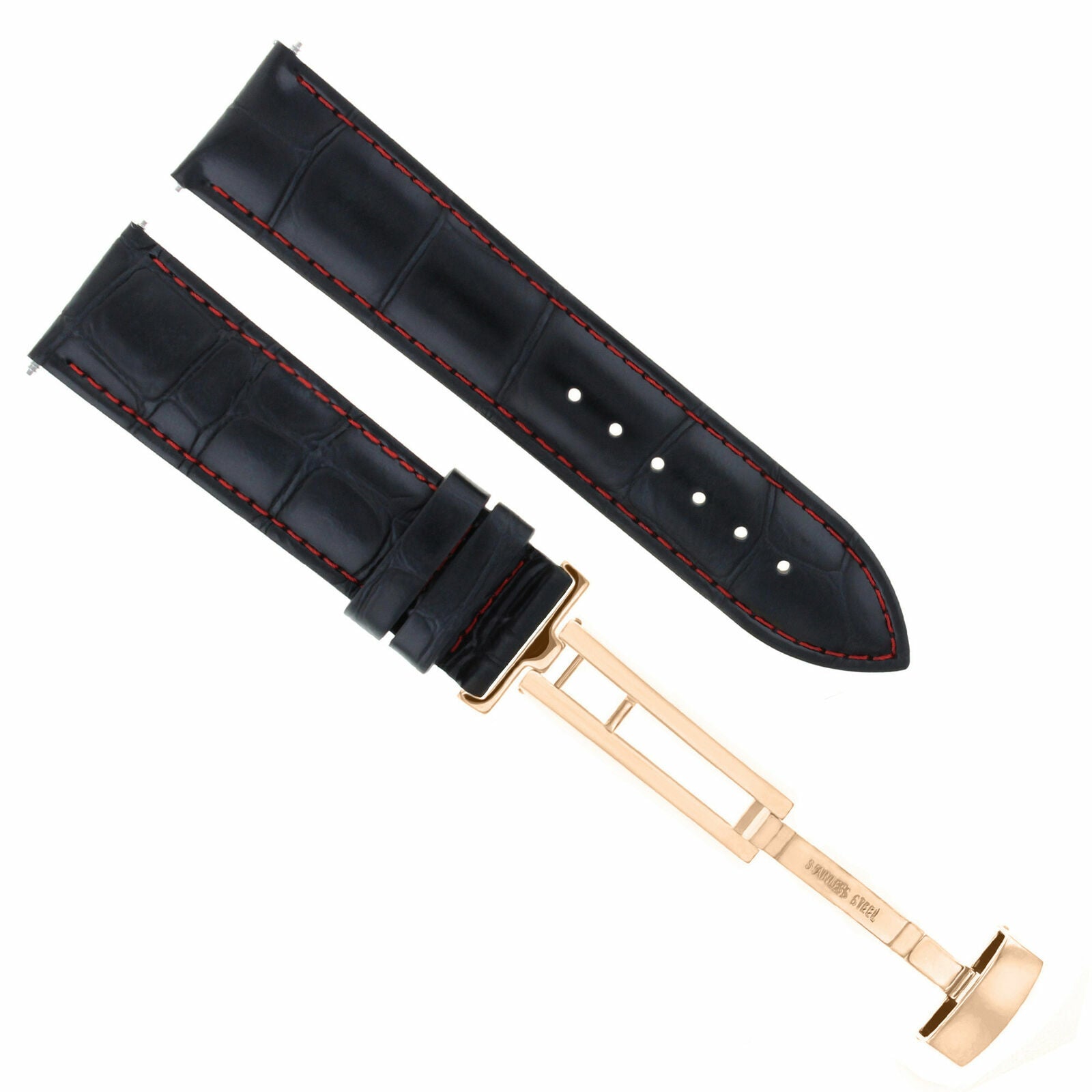 17-18-19-20-21-22-23-24MM LEATHER WATCH BAND STRAP FOR CITIZEN CLASP ROSE BLACK
