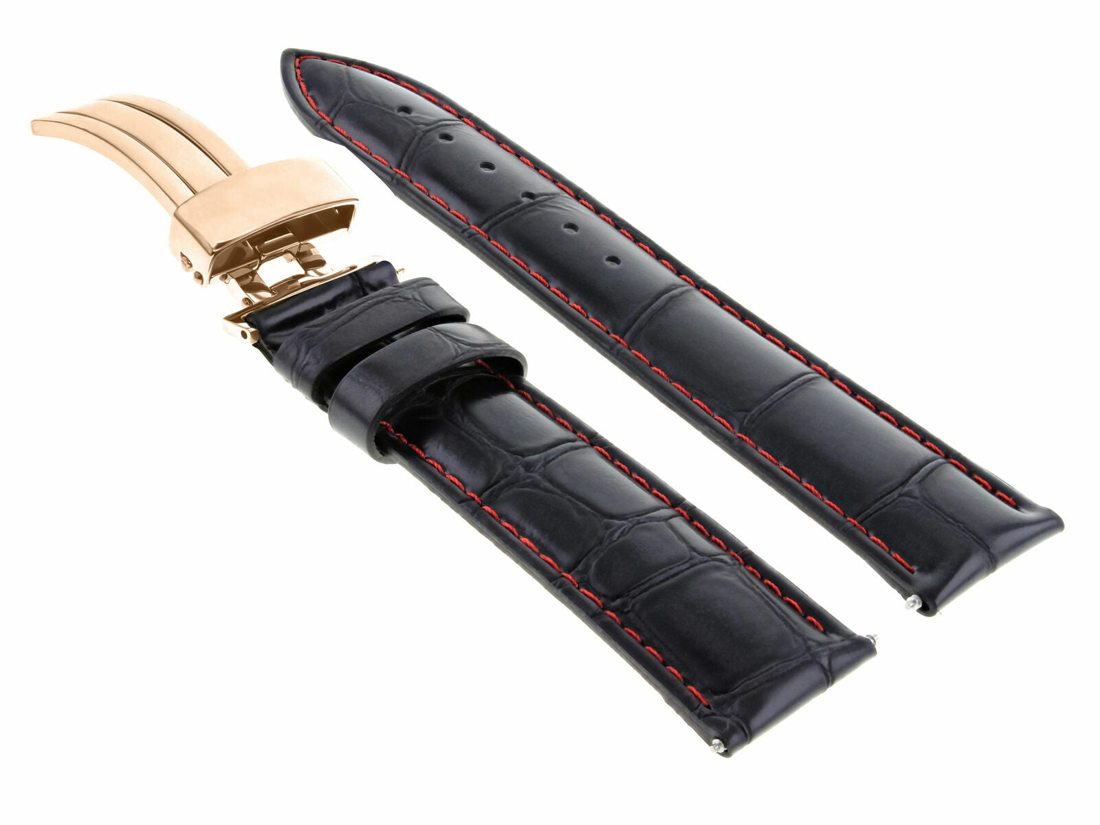 17-18-19-20-21-22-23-24MM LEATHER WATCH BAND STRAP FOR CITIZEN CLASP ROSE BLACK