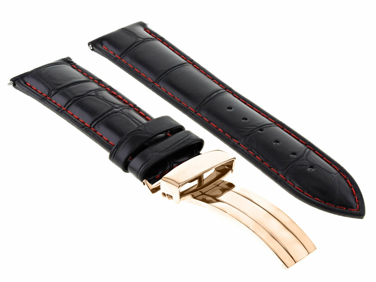 17-18-19-20-21-22-23-24MM LEATHER WATCH BAND STRAP FOR CITIZEN CLASP ROSE BLACK