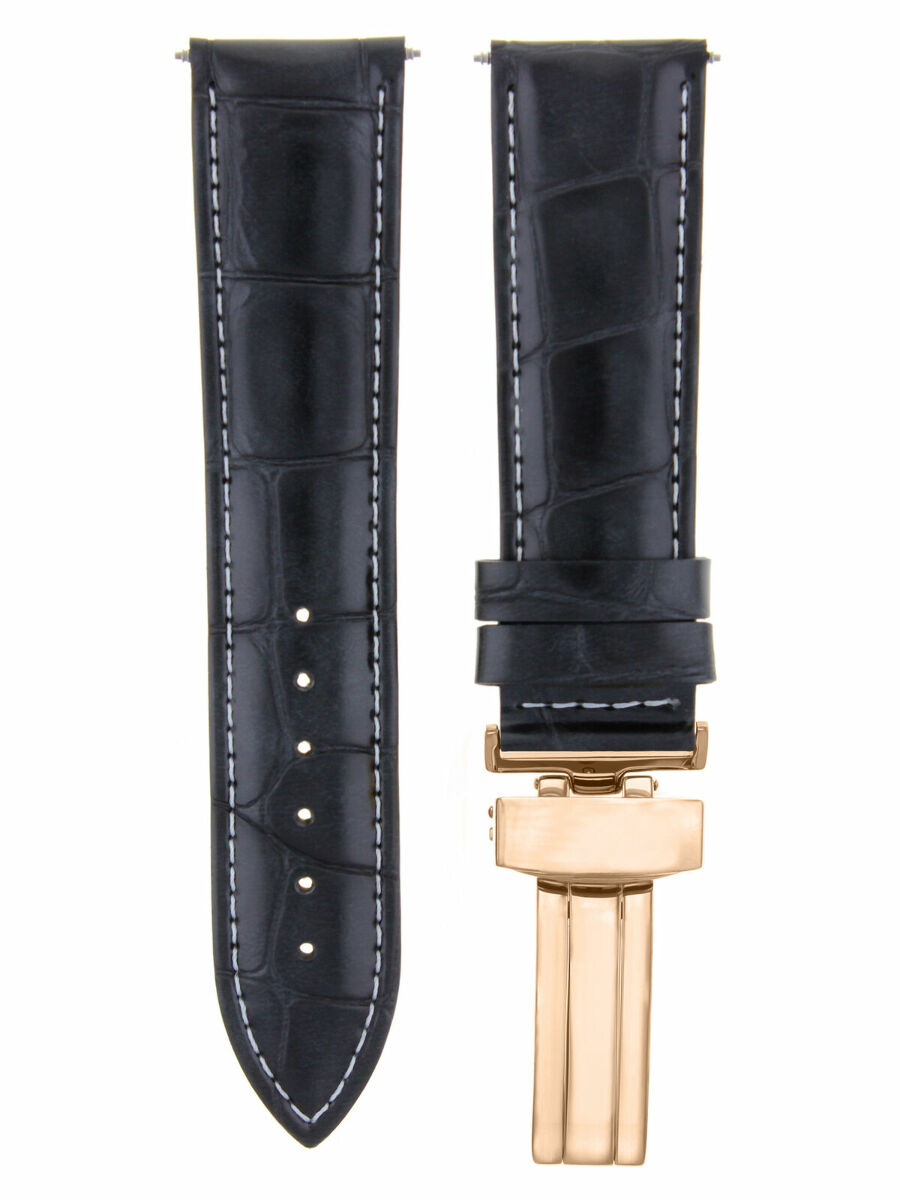 LEATHER WATCH BAND STRAP FOR CITIZEN CLASP ROSE BLACK - 19MM