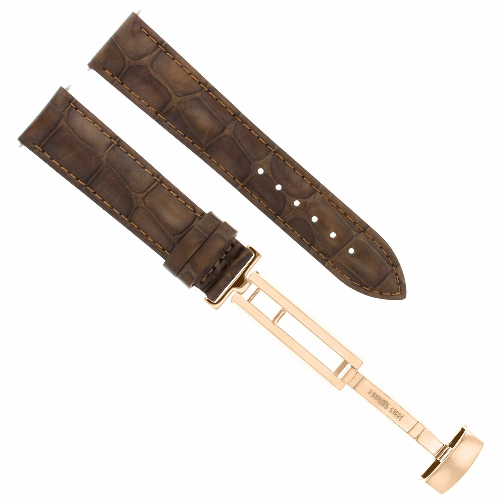 LEATHER WATCH BAND STRAP FOR CITIZEN CLASP ROSE BLACK - 19MM