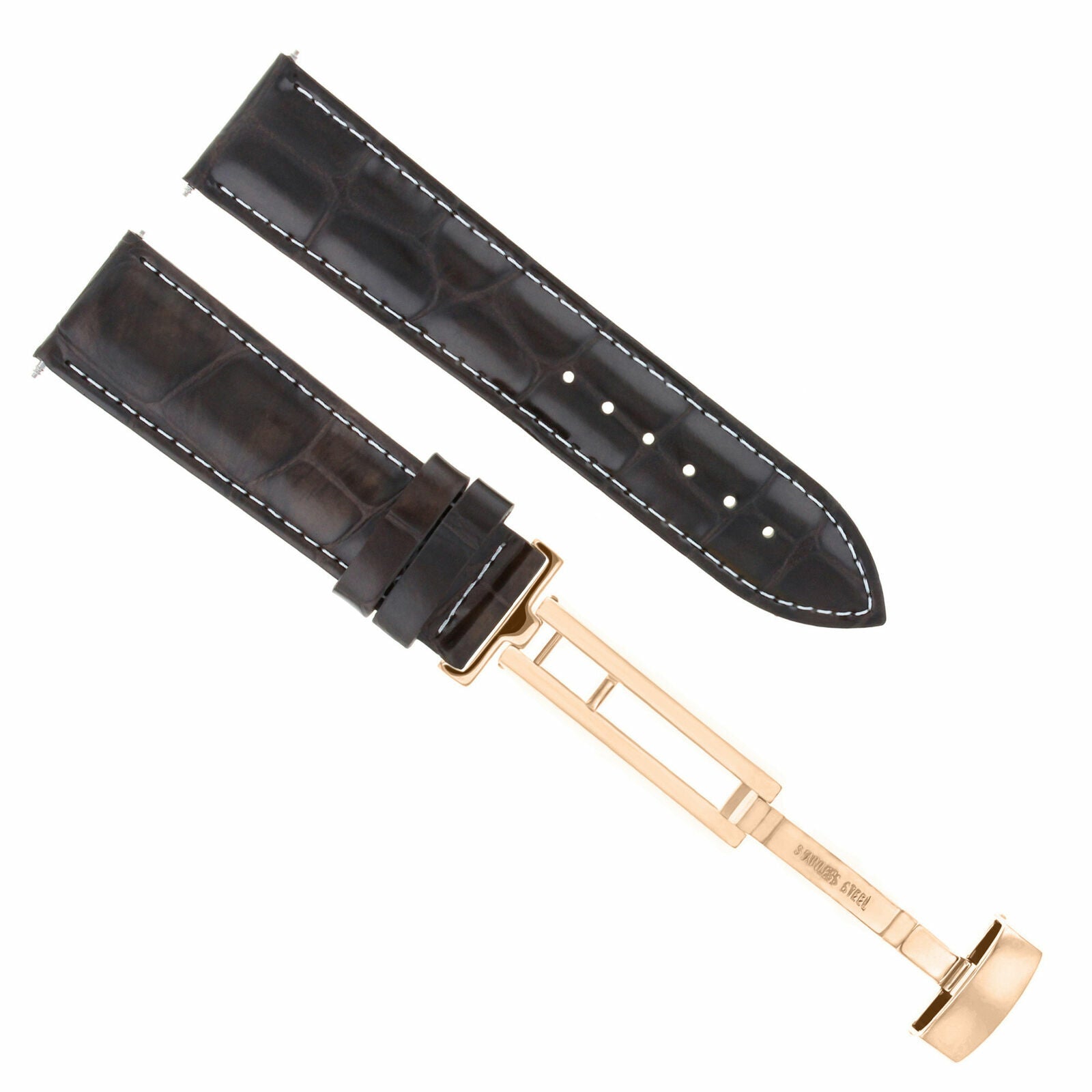 LEATHER WATCH BAND STRAP FOR CITIZEN CLASP ROSE BLACK - 19MM