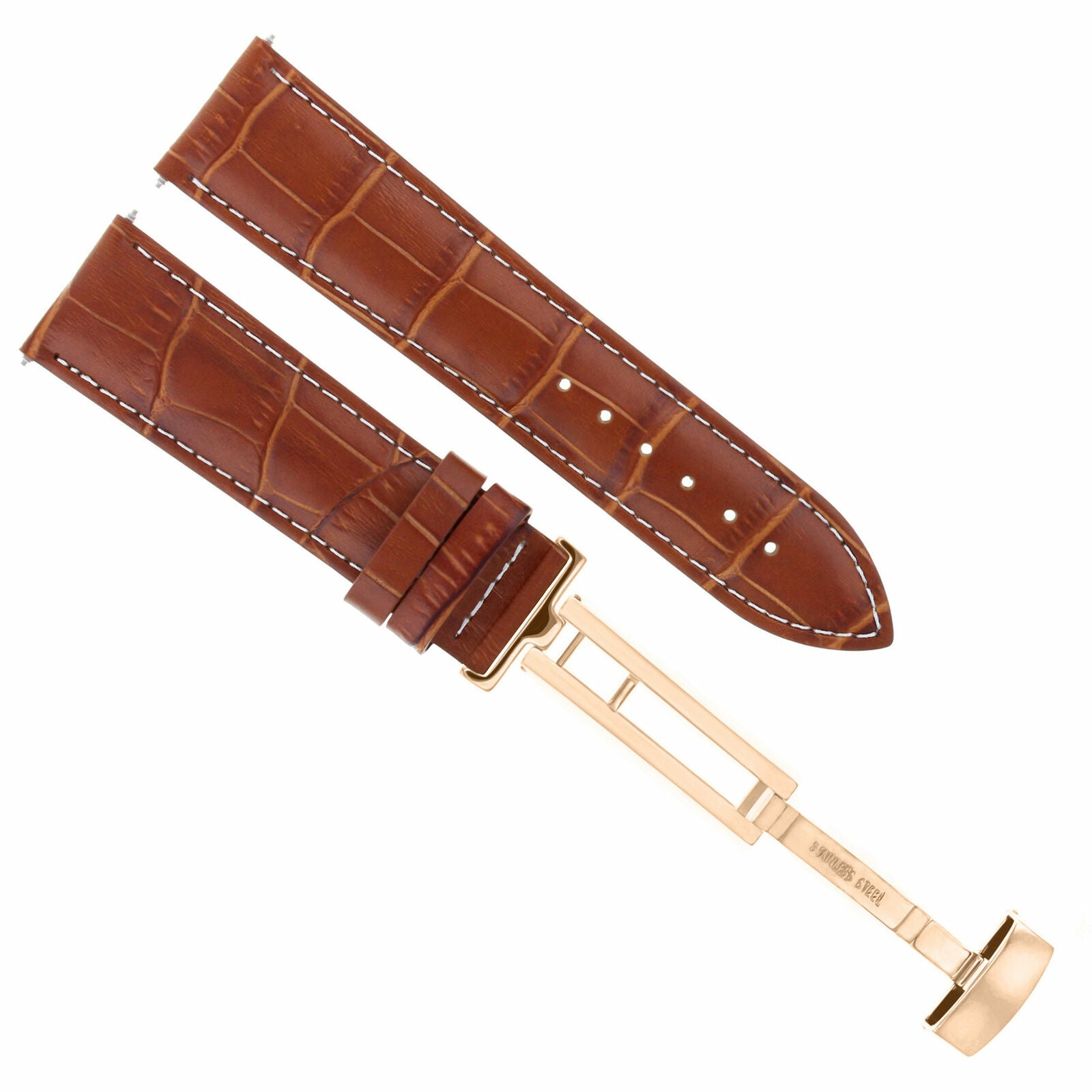 LEATHER WATCH BAND STRAP FOR CITIZEN CLASP ROSE BLACK - 19MM