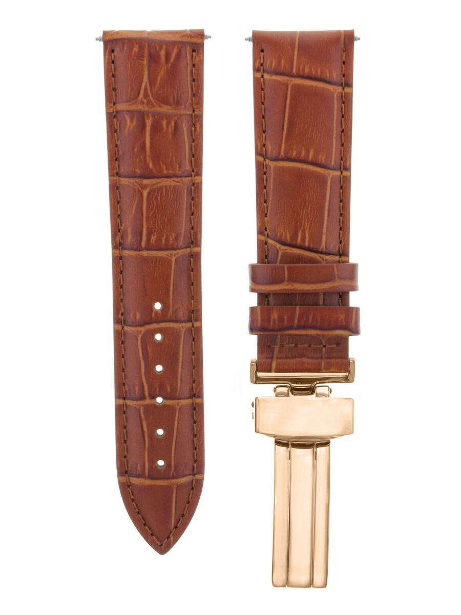 LEATHER WATCH BAND STRAP FOR CITIZEN CLASP ROSE BLACK - 20MM