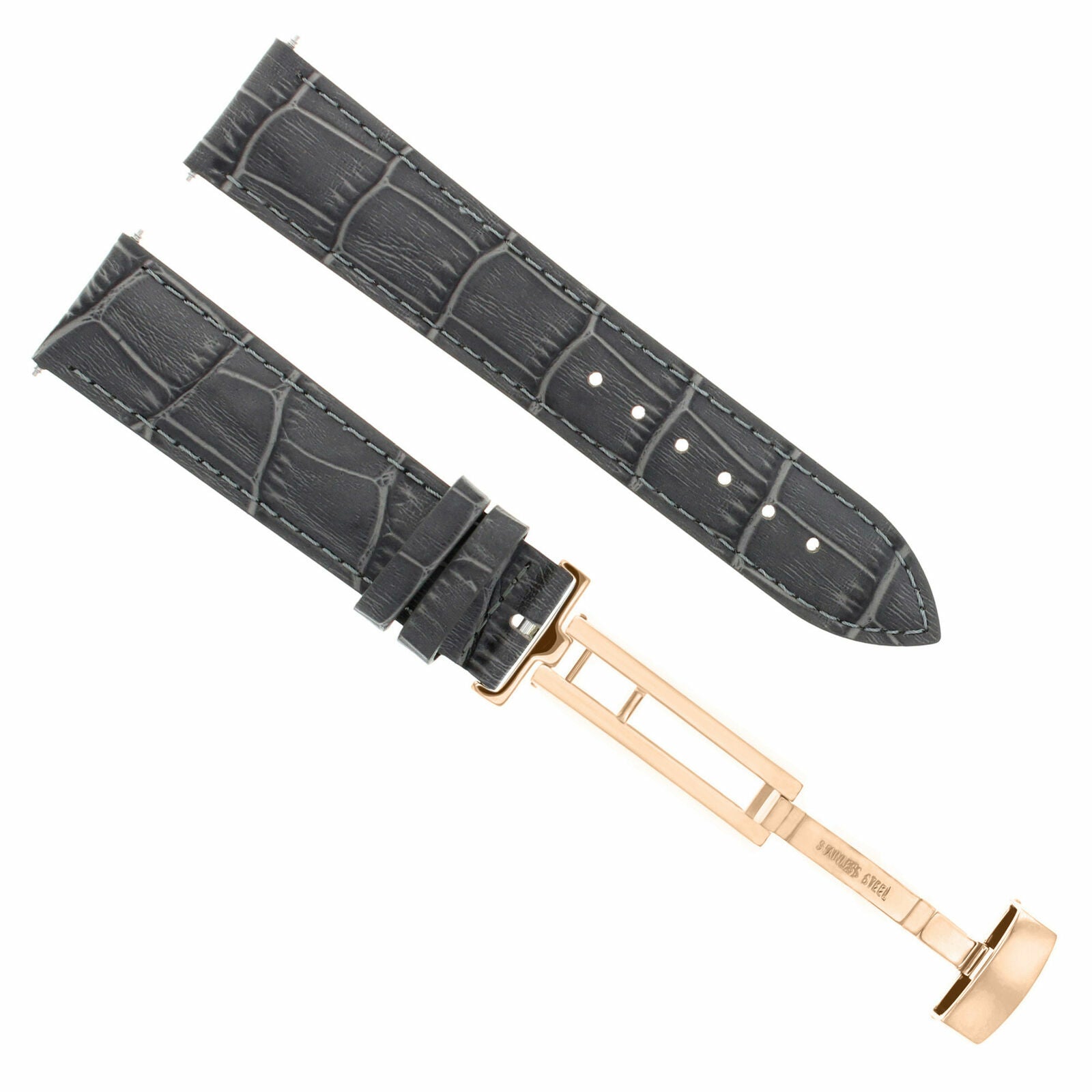 LEATHER WATCH BAND STRAP FOR CITIZEN CLASP ROSE BLACK - 21MM