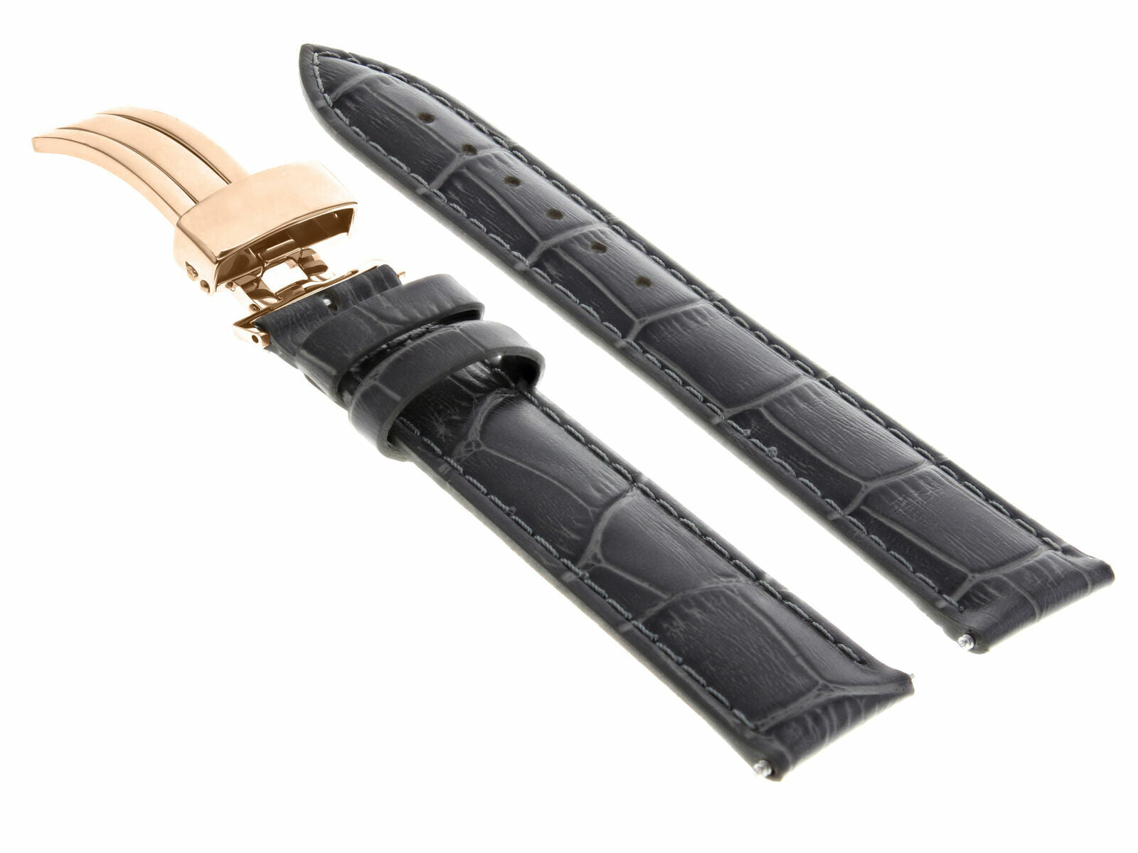 LEATHER WATCH BAND STRAP FOR CITIZEN CLASP ROSE BLACK - 21MM