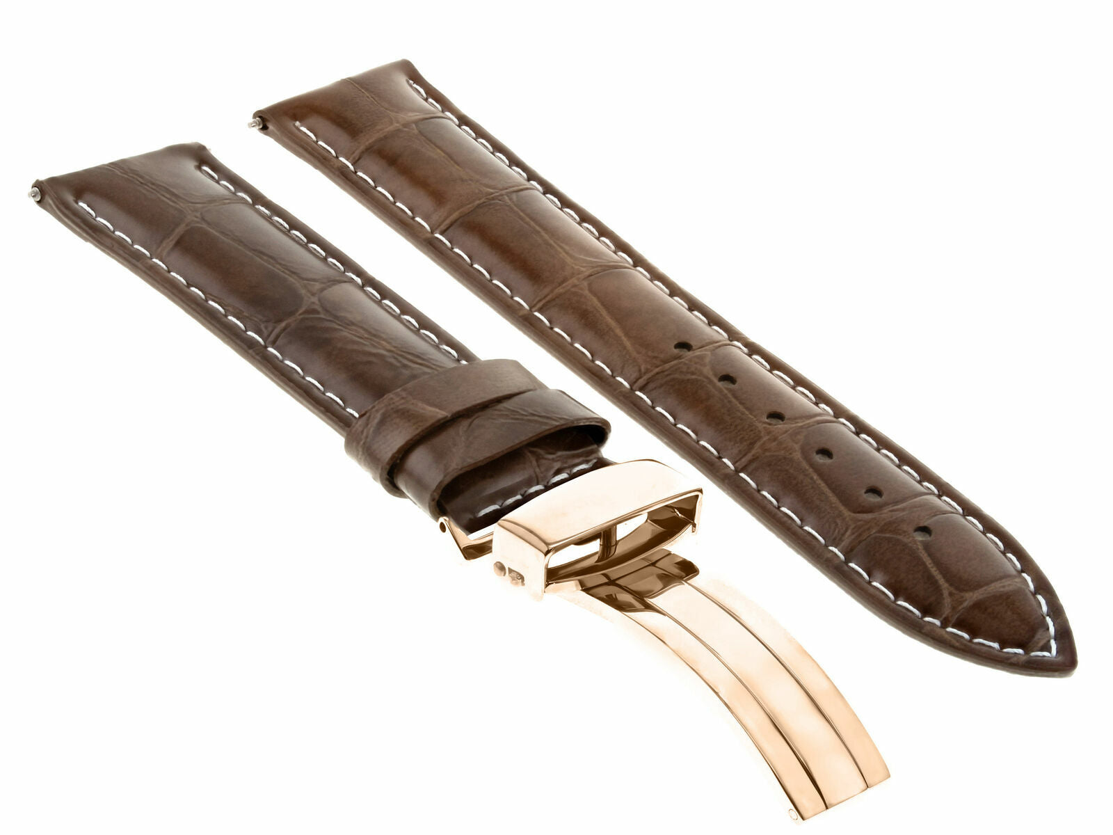 LEATHER WATCH BAND STRAP FOR CITIZEN CLASP ROSE BLACK - 22MM